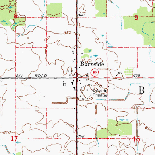 Topographic Map of Burnside, MI