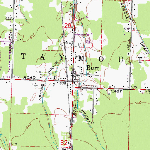 Topographic Map of Burnt, MI