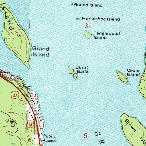 Topographic Map of Burnt Island, MI