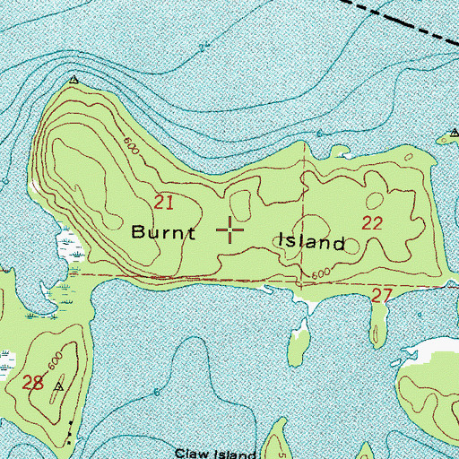 Topographic Map of Burnt Island, MI