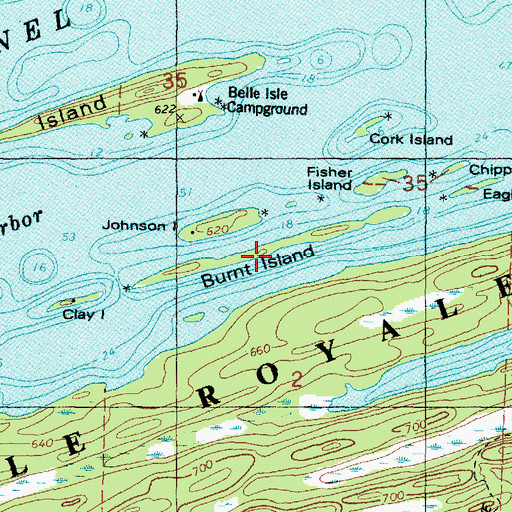 Topographic Map of Burnt Island, MI
