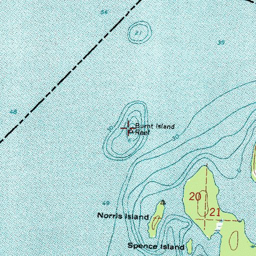 Topographic Map of Burnt Island Reef, MI