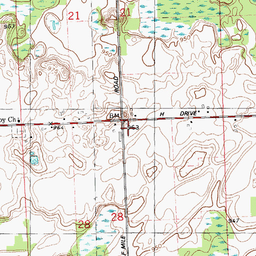 Topographic Map of Burrell School, MI