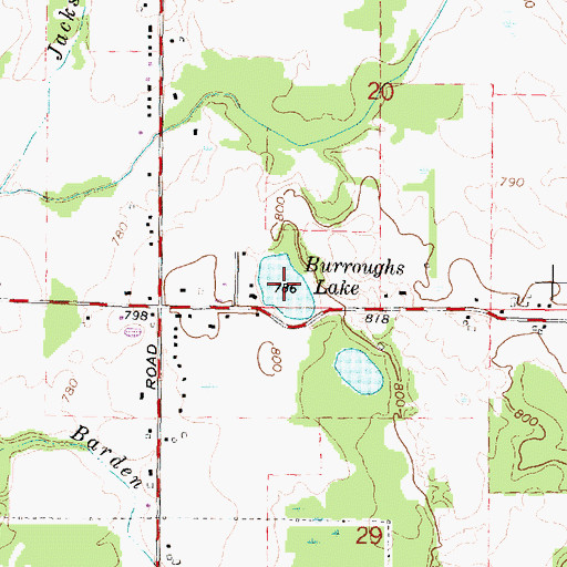 Topographic Map of Burroughs Lake, MI