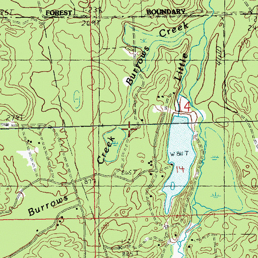 Topographic Map of Burrows Creek, MI