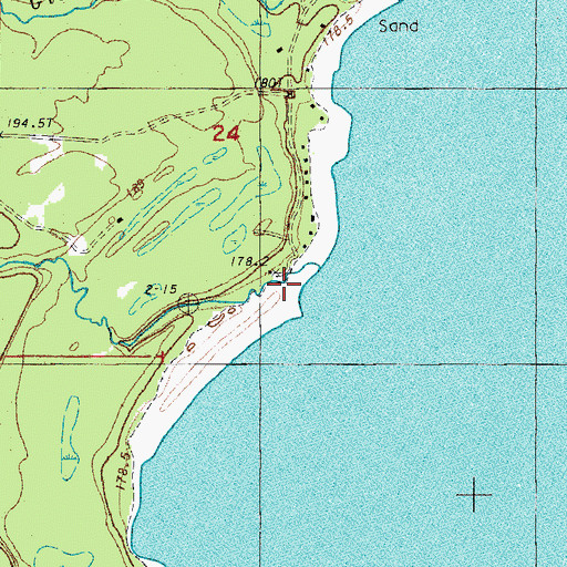 Topographic Map of Bursaw Creek, MI
