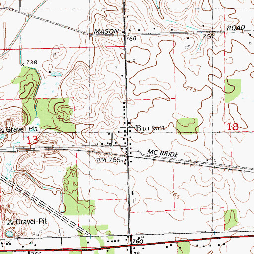 Topographic Map of Burton, MI