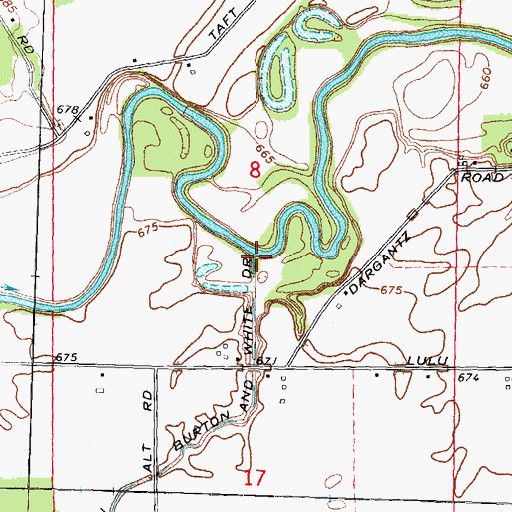Topographic Map of Burton and White Drain, MI