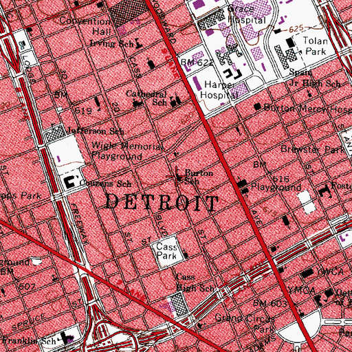 Topographic Map of Burton School, MI