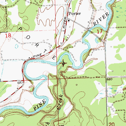 Topographic Map of Bush Creek, MI