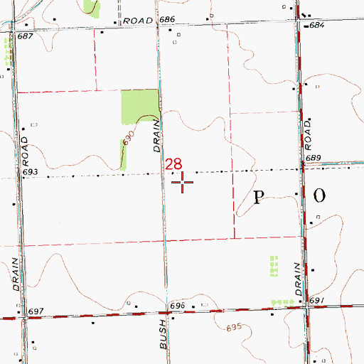Topographic Map of Bush Drain, MI