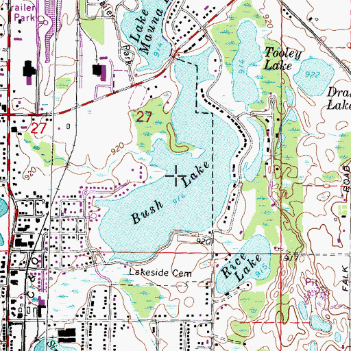 Topographic Map of Bush Lake, MI