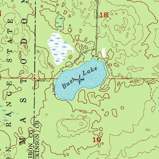 Topographic Map of Bush Lake, MI