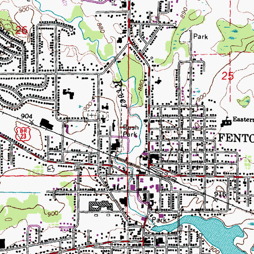 Topographic Map of Bush Park, MI