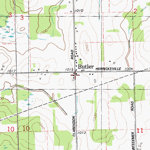 Topographic Map of Butler, MI