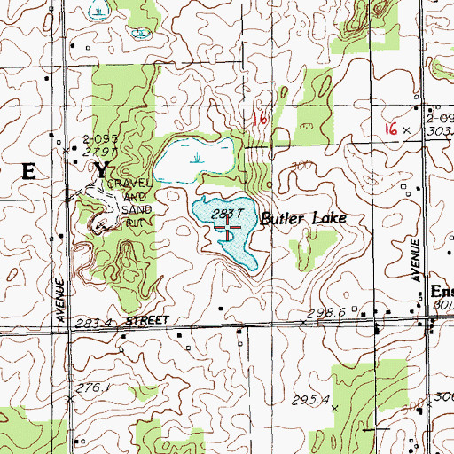 Topographic Map of Butler Lake, MI