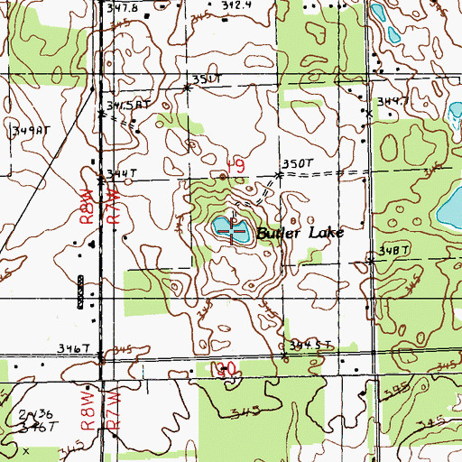 Topographic Map of Butler Lake, MI