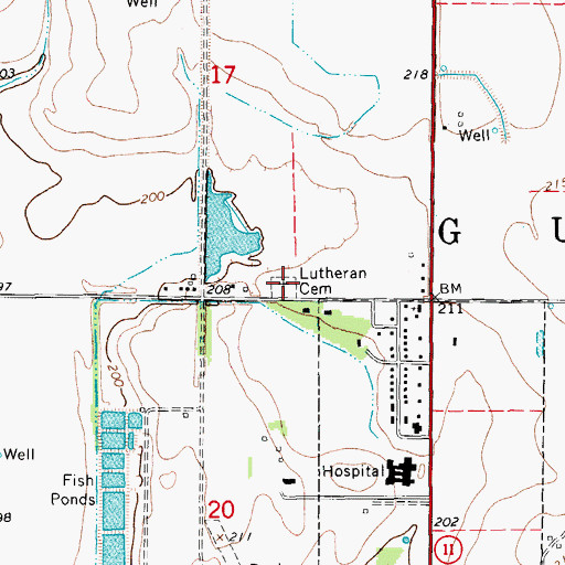 Topographic Map of Lutheran Cemetery, AR