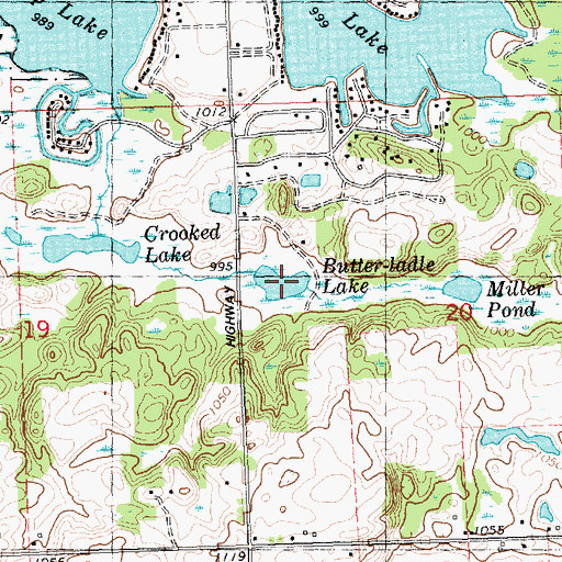 Topographic Map of Butter-ladle Lake, MI