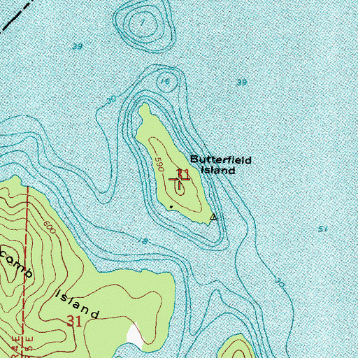 Topographic Map of Butterfield Island, MI