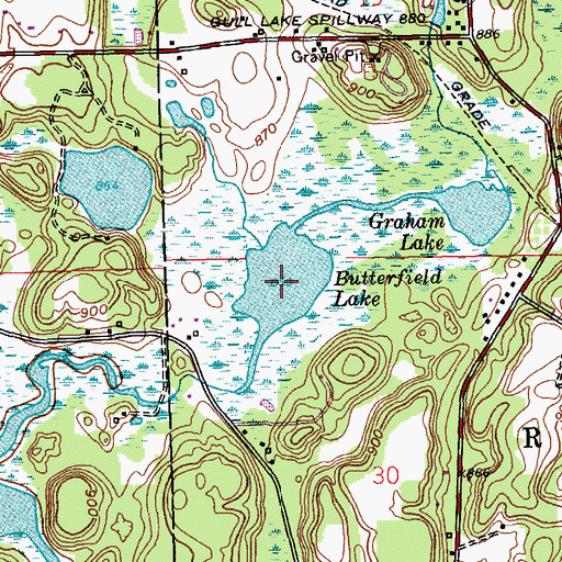 Topographic Map of Butterfield Lake, MI