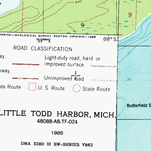 Topographic Map of Butterfield Point, MI