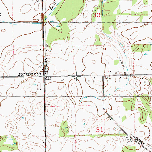 Topographic Map of Butterfield School, MI
