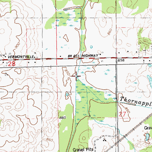 Topographic Map of Butternut Creek, MI