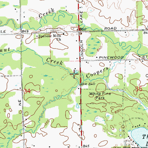 Topographic Map of Butternut Creek, MI