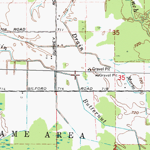 Topographic Map of Butternut Drain, MI