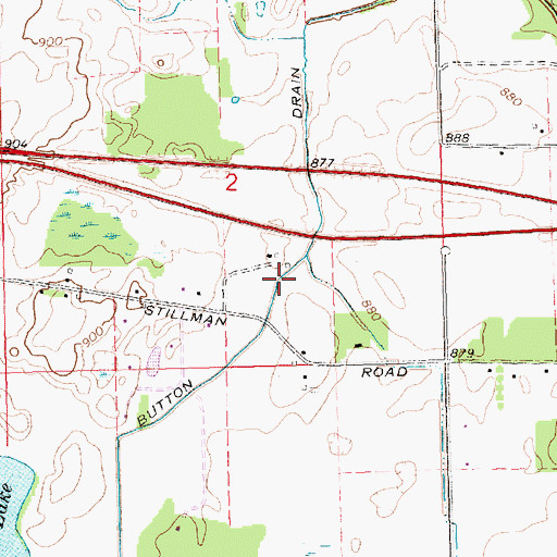 Topographic Map of Button Drain, MI