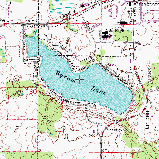 Topographic Map of Byram Lake, MI