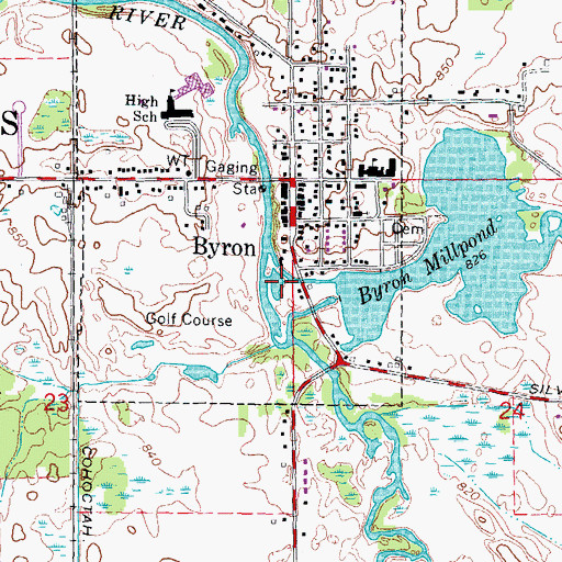 Topographic Map of Byron Millpond, MI