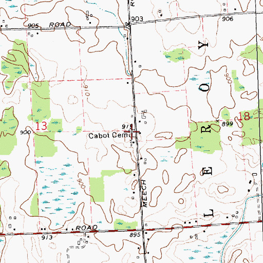 Topographic Map of Cabot Cemetery, MI
