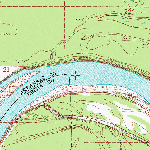 Topographic Map of Menard Bend, AR