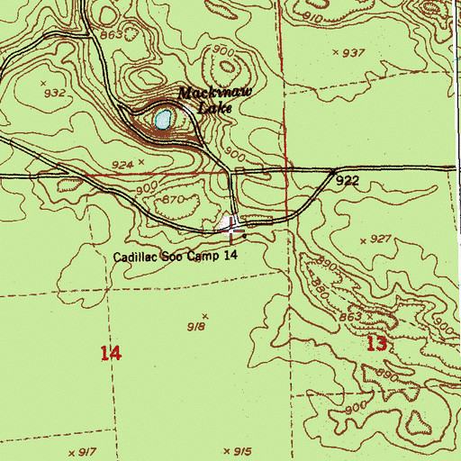 Topographic Map of Cadillac Soo Camp 14, MI