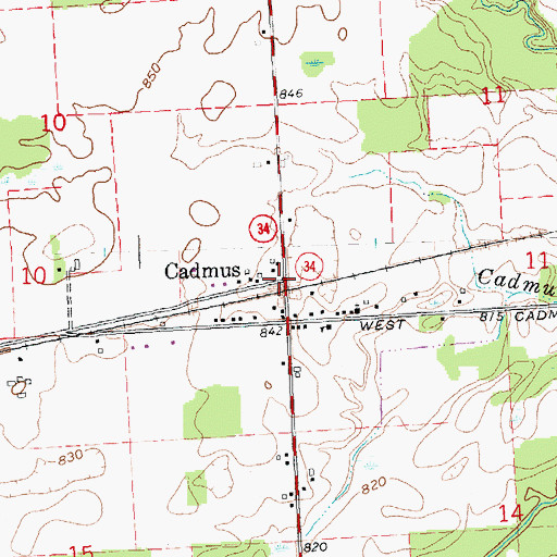 Topographic Map of Cadmus, MI