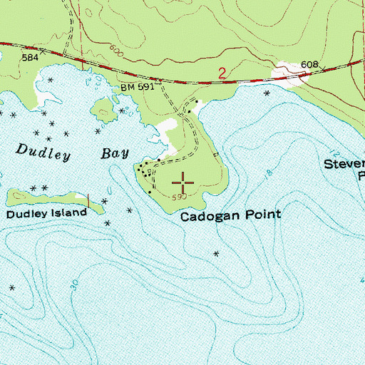 Topographic Map of Cadogan Point, MI