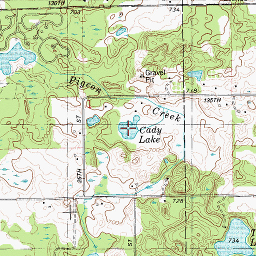 Topographic Map of Cady Lake, MI