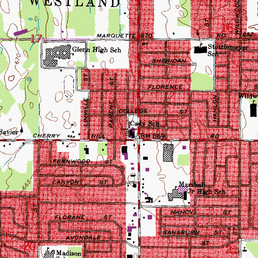 Topographic Map of Cady School, MI