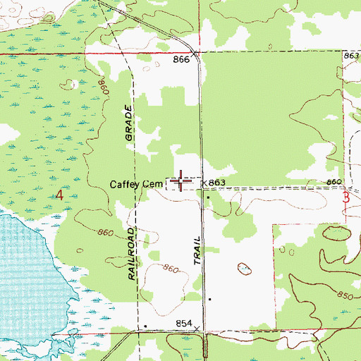 Topographic Map of Caffey Cemetery, MI