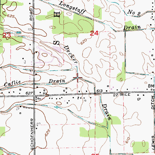 Topographic Map of Caflic Drain, MI