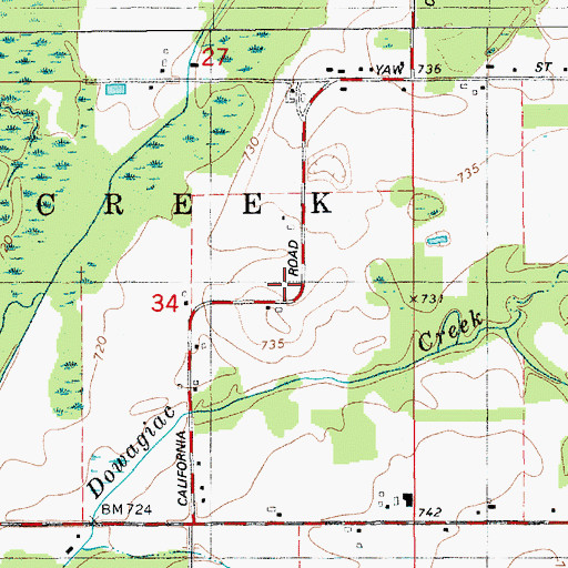 Topographic Map of California School, MI