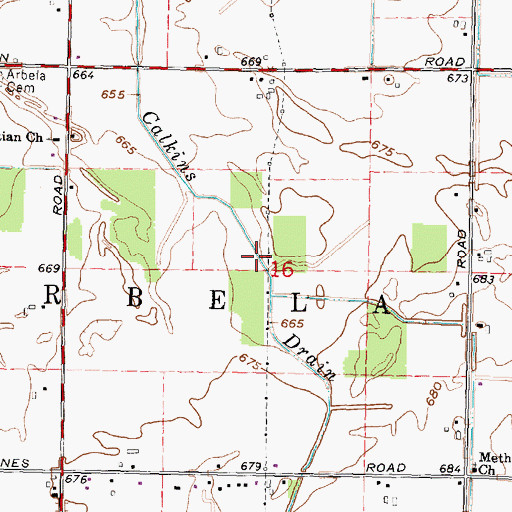 Topographic Map of Calkins Drain, MI