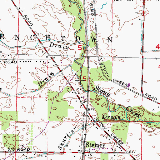 Topographic Map of Calkins Drain, MI