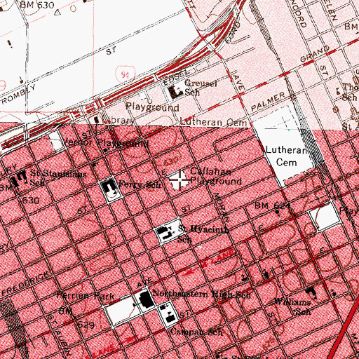 Topographic Map of Callahan Playground, MI