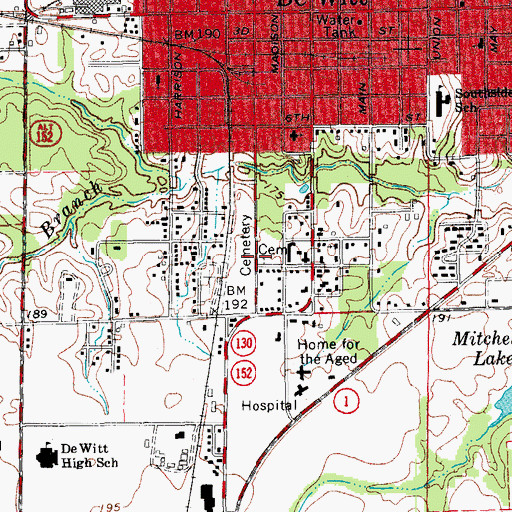 Topographic Map of Morning Glory Cemetery, AR