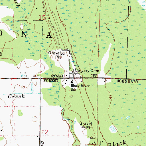 Topographic Map of Calvary Cemetery, MI