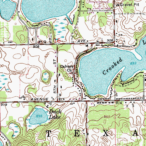 Topographic Map of Calvary Church, MI