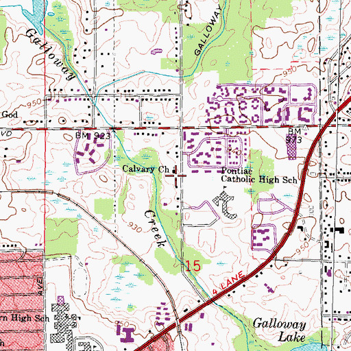 Topographic Map of Calvary Church, MI